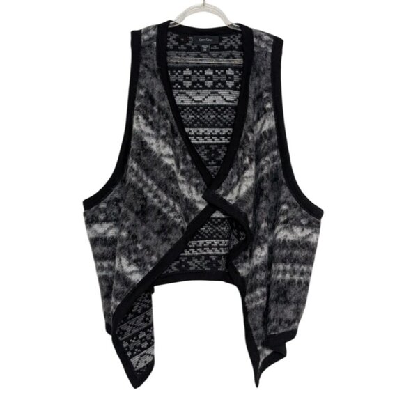 Karen Kane Nordic Reversible Vest Womens Size 2X Black Wool Mohair Made in USA - Picture 1 of 10